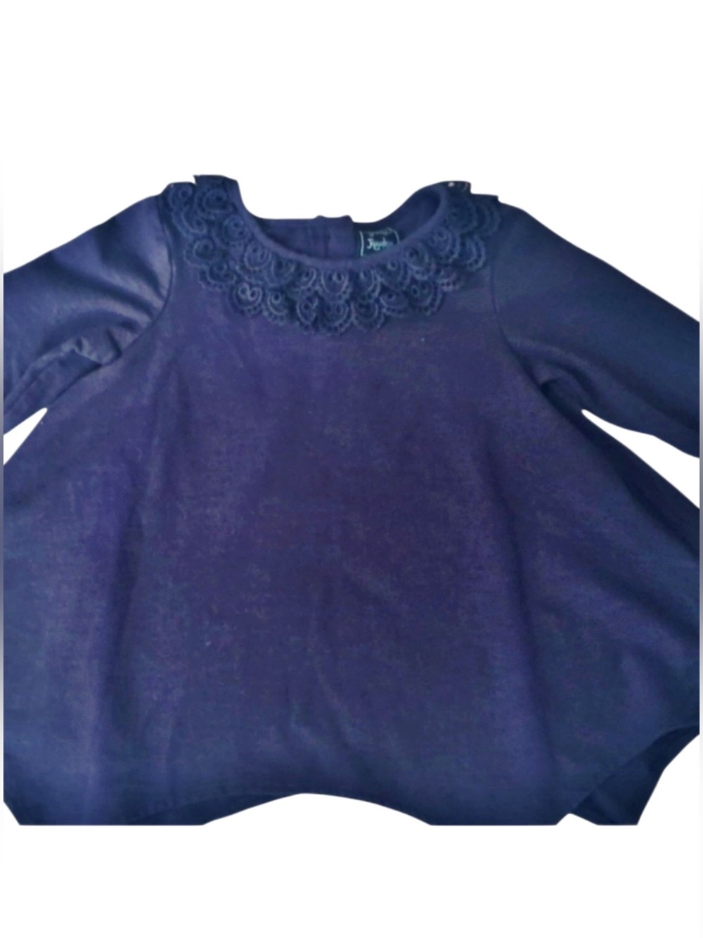 Cynthia Rowley Midnight Blue Kids Long Sleeve Scalloped Hem Top Sz 4